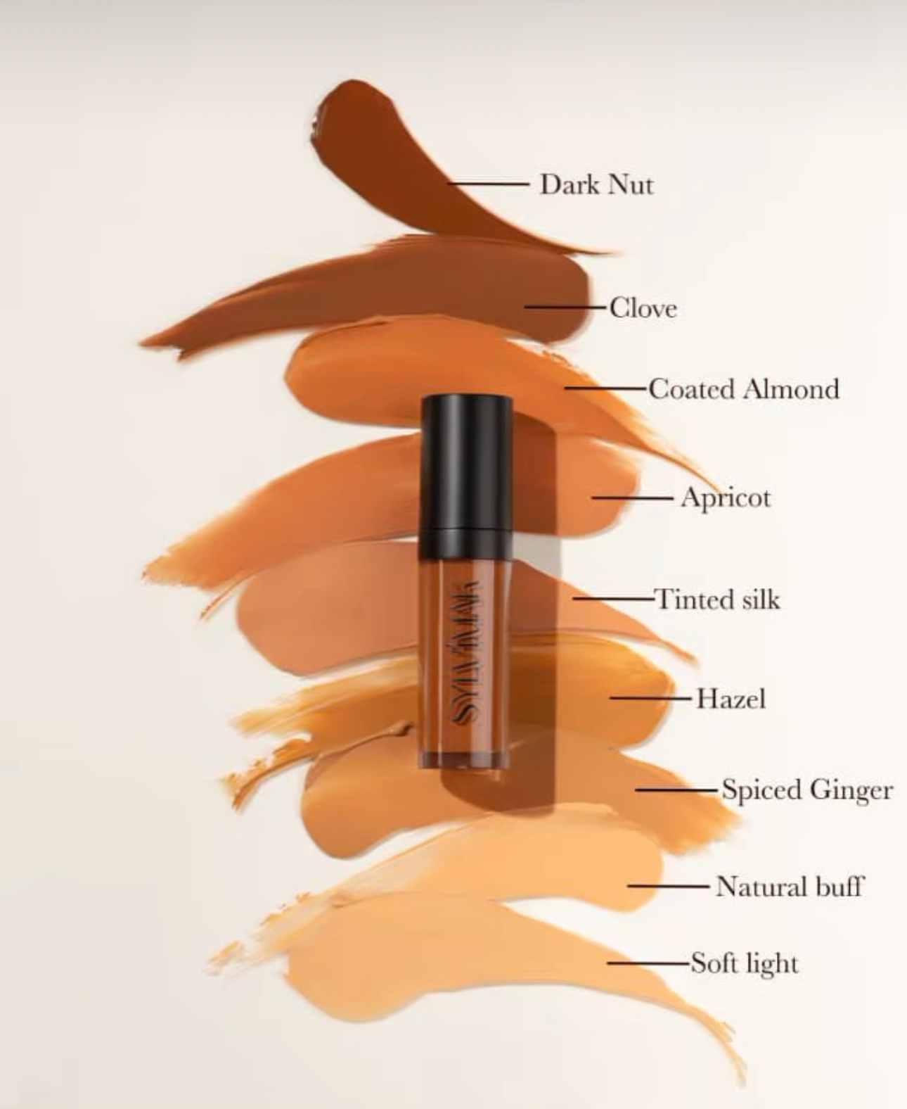 SYLVIMAK CONCEALER GH100 DARK NUT_ CLOVE_ COATED ALMOND_ APRICOTS_ TINTED SILK_ HAZEL_ SPICED GINGER_ NATURAL BUFF SYLVIMAK CONCEALER DARK NUT/CLOVE/COATED ALMOND/APRICOTS/TINTED SILK/HAZEL/SPICED GINGER/NATURAL BUFF - Image 1